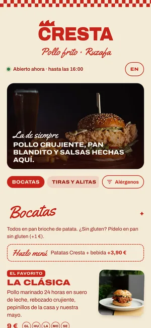 Carta de Cresta en un móvil