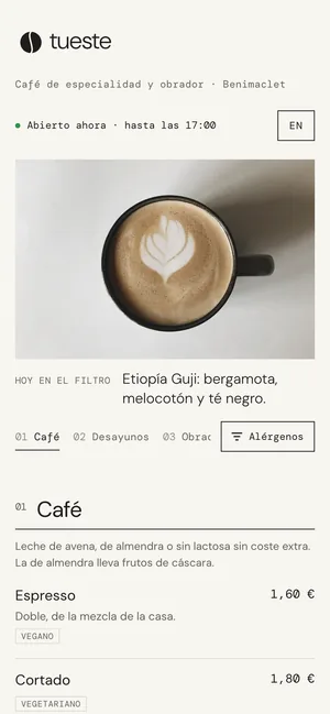 Carta de Tueste en un móvil